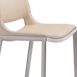 Homeroots Set Of Two 29" Light Pink And Silver Steel Low Back Bar Height Bar Chairs   396433