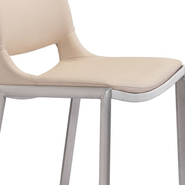 Homeroots Set Of Two 29" Light Pink And Silver Steel Low Back Bar Height Bar Chairs   396433