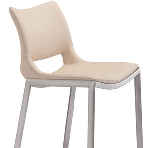 Homeroots Set Of Two 29" Light Pink And Silver Steel Low Back Bar Height Bar Chairs   396433