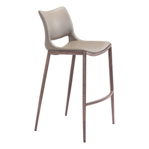 Set of Two Low Back Faux Leather Steel Barstools for Modern Kitchen or Bar