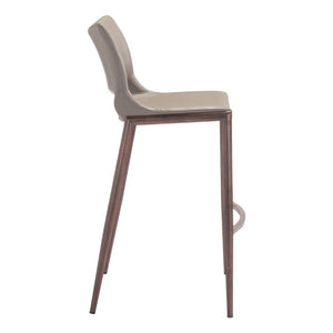 Set of Two Low Back Faux Leather Steel Barstools for Modern Kitchen or Bar