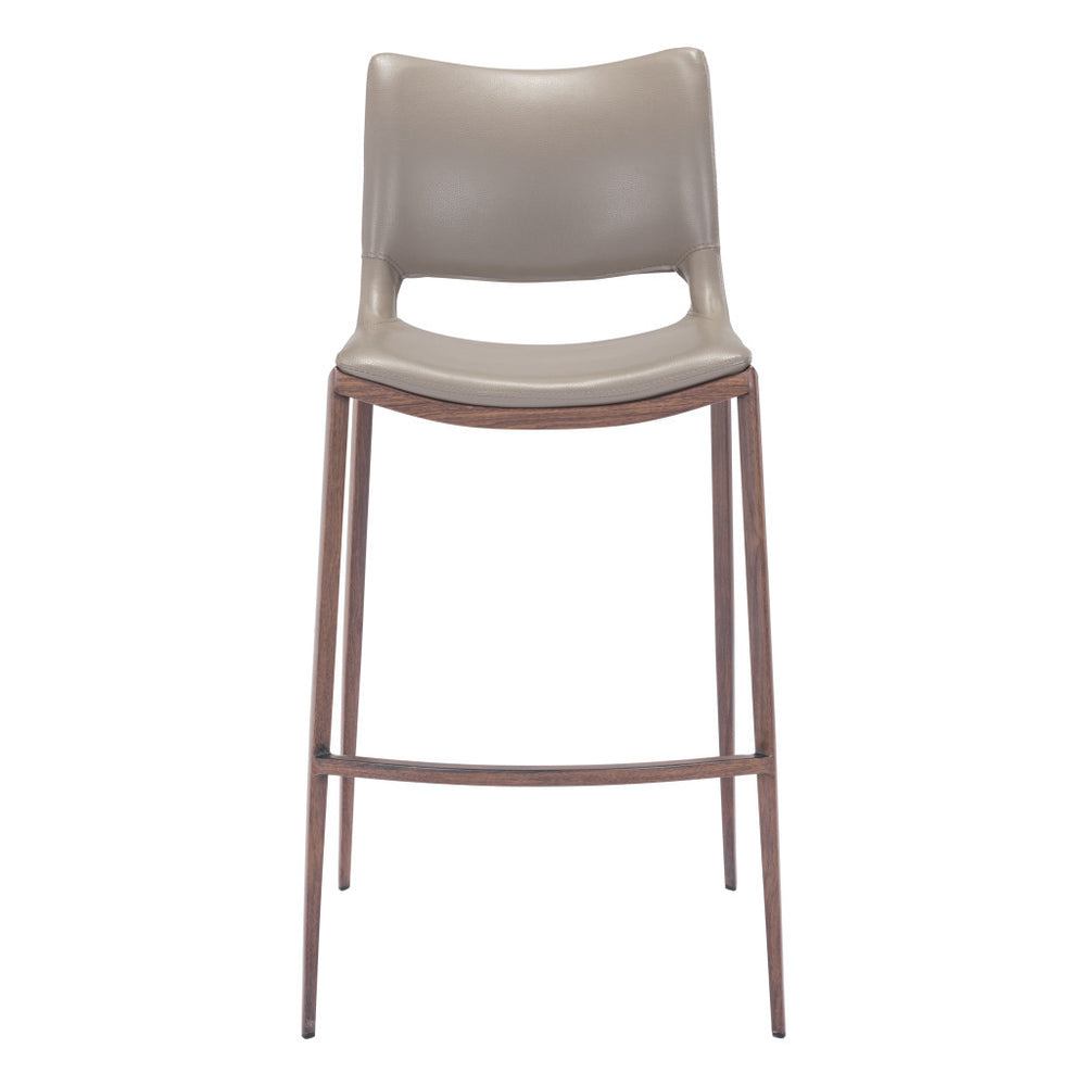 Homeroots Set Of Two 29" Gray And Brown Steel Low Back Bar Height Bar Chairs   396434