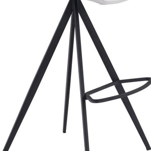 Homeroots Set Of Two 29" White And Black Steel Low Back Bar Height Bar Chairs   396435