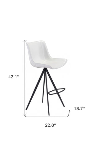 Homeroots Set Of Two 29" White And Black Steel Low Back Bar Height Bar Chairs   396435