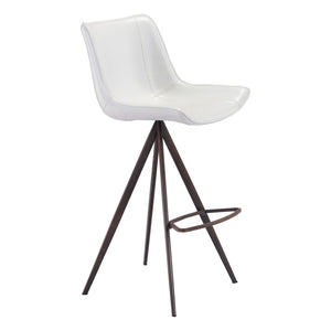 Homeroots Set Of Two 29" White And Black Steel Low Back Bar Height Bar Chairs   396436