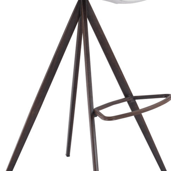 Homeroots Set Of Two 29" White And Black Steel Low Back Bar Height Bar Chairs   396436