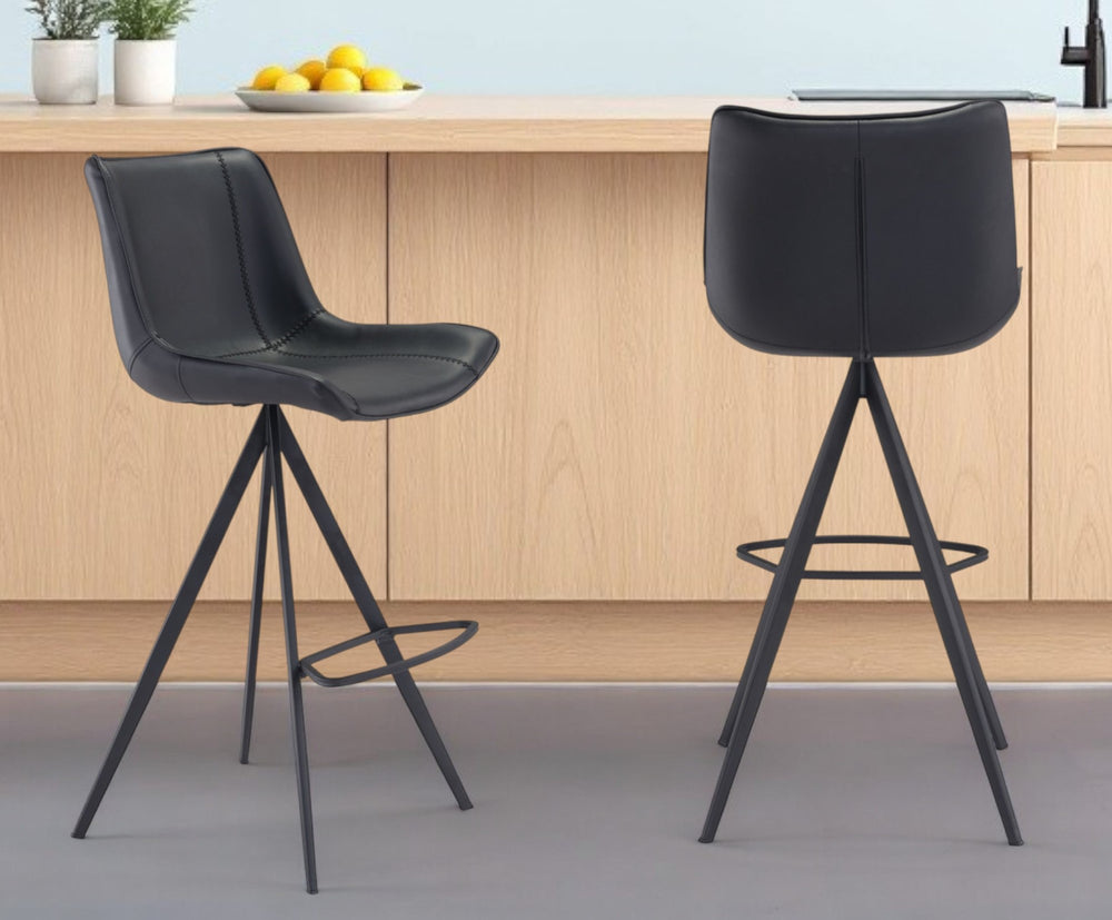 Homeroots Set Of Two 29" Steel Low Back Bar Height Bar Chairs   396437