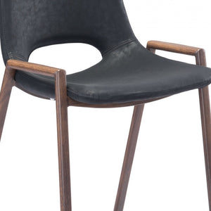 Homeroots Set Of Two 29 " Black And Brown Steel Low Back Bar Height Bar Chairs   396438