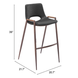 HomeRoots Set of Two Stylish Low-Back Bar Height Chairs – Durable Steel Frame & Comfortable Upholstered Seats 396438