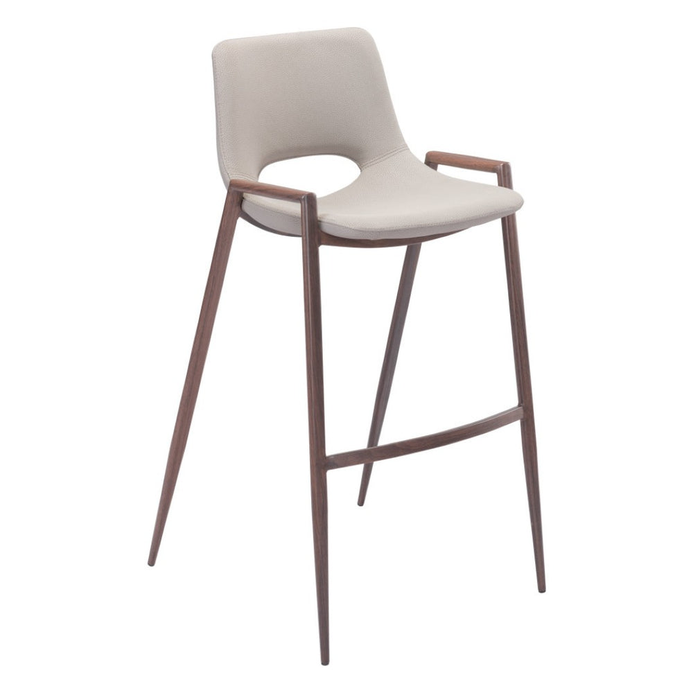 HomeRoots Set of Two Stylish Beige and Brown Low Back Bar Chairs – Durable Comfort for Home and Bar Use 396440
