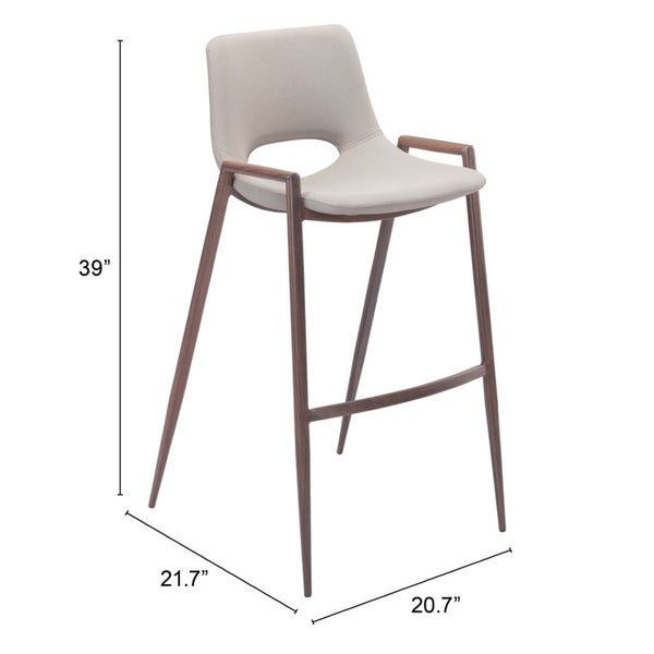 HomeRoots Set of Two Stylish Beige and Brown Low Back Bar Chairs – Durable Comfort for Home and Bar Use 396440