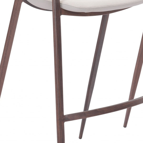 Homeroots Set Of Two 29 " Beige And Brown Steel Low Back Bar Height Bar Chairs   396440