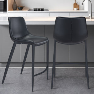 Homeroots Set Of Two 30" Steel Low Back Bar Height Bar Chairs   396442