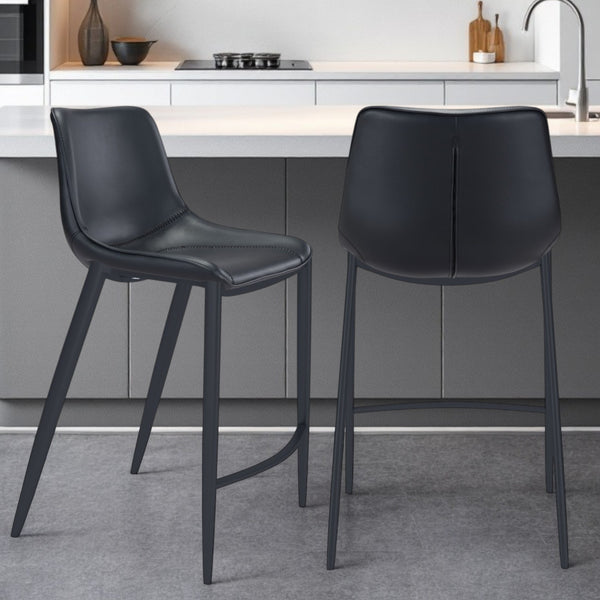 Homeroots Set Of Two 30" Steel Low Back Bar Height Bar Chairs   396442