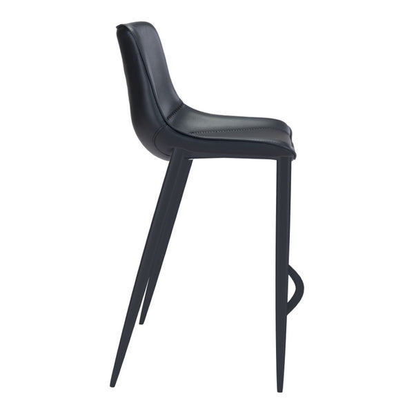 HomeRoots Set of Two Stylish 30" Black Faux Leather Bar Chairs with Steel Frame for Modern Home Decor 396442