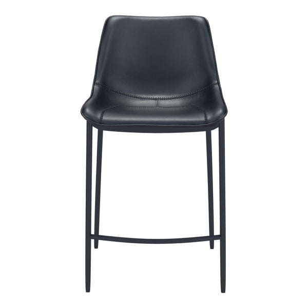 HomeRoots Set of Two Stylish 30" Black Faux Leather Bar Chairs with Steel Frame for Modern Home Decor 396442