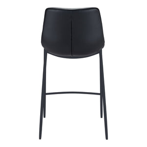 HomeRoots Set of Two Stylish 30" Black Faux Leather Bar Chairs with Steel Frame for Modern Home Decor 396442