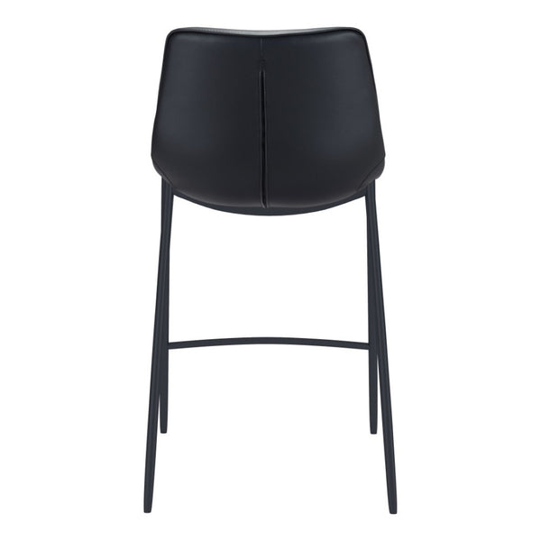 HomeRoots Set of Two Stylish 30" Black Faux Leather Bar Chairs with Steel Frame for Modern Home Decor 396442
