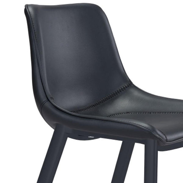HomeRoots Set of Two Stylish 30" Black Faux Leather Bar Chairs with Steel Frame for Modern Home Decor 396442