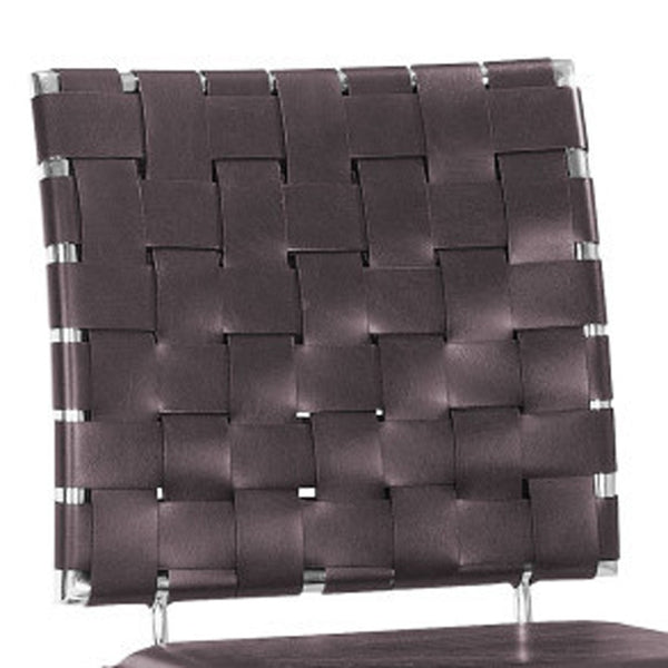 Homeroots Set Of Two 29" Espresso And Silver Steel Low Back Bar Height Bar Chairs   396448