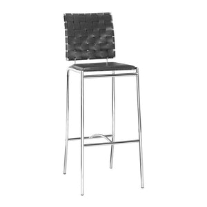 Homeroots Set Of Two 29" Black And Silver Steel Low Back Bar Height Bar Chairs   396450