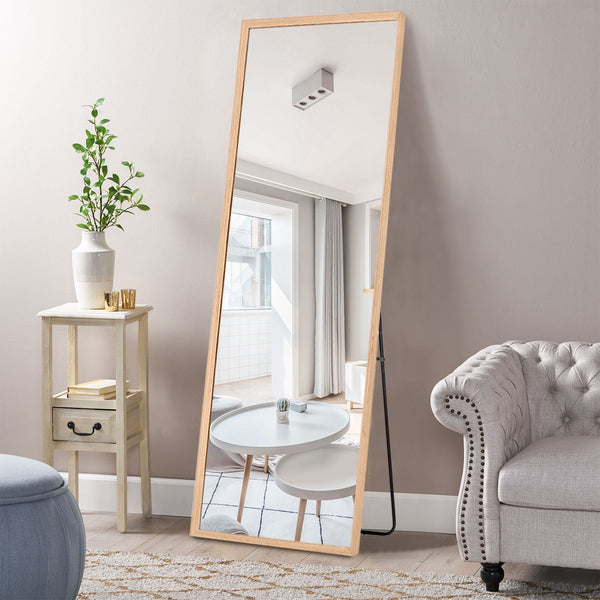 Homeroots Wooden Full Length Mirror Floor Mirror With Stand  Glass 396455