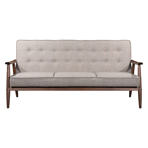 Homeroots 69" Beige Polyester Sofa With Brown Legs   396458