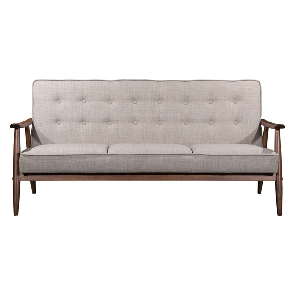 Homeroots 69" Beige Polyester Sofa With Brown Legs   396458