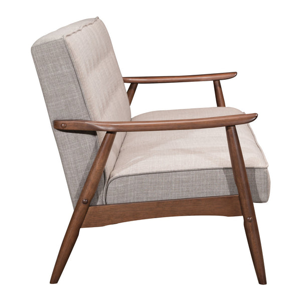 Homeroots 69" Beige Polyester Sofa With Brown Legs   396458