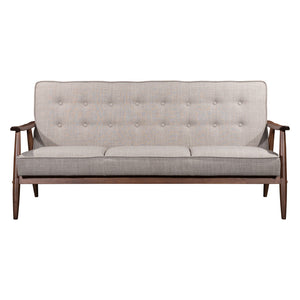 Homeroots 69" Beige Polyester Sofa With Brown Legs   396458