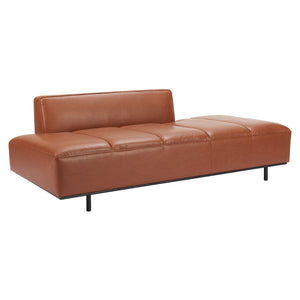 Homeroots 79" Brown Faux Leather Sofa With Black Legs   396461