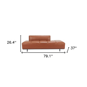 Homeroots 79" Brown Faux Leather Sofa With Black Legs   396461