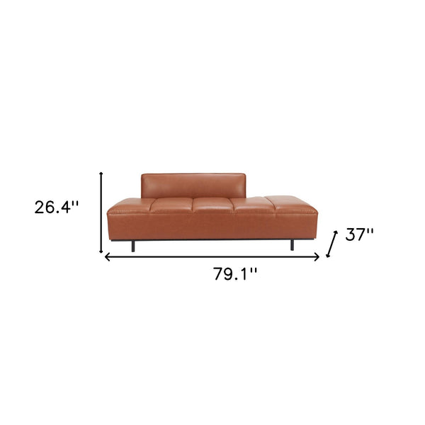 Homeroots 79" Brown Faux Leather Sofa With Black Legs   396461