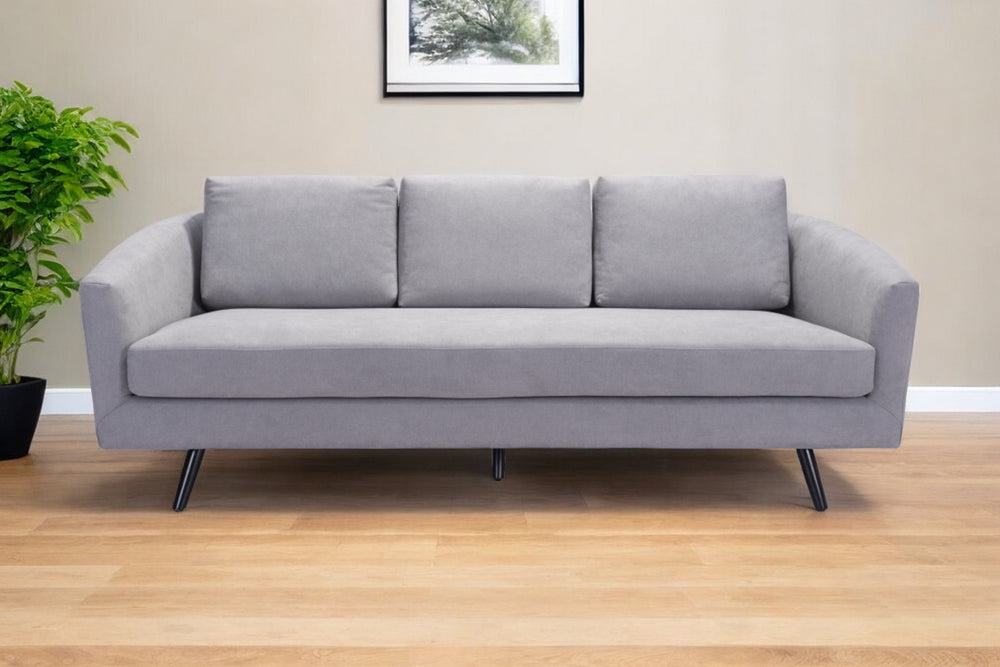 Homeroots 79" Gray Polyester Sofa With Black Legs   396462