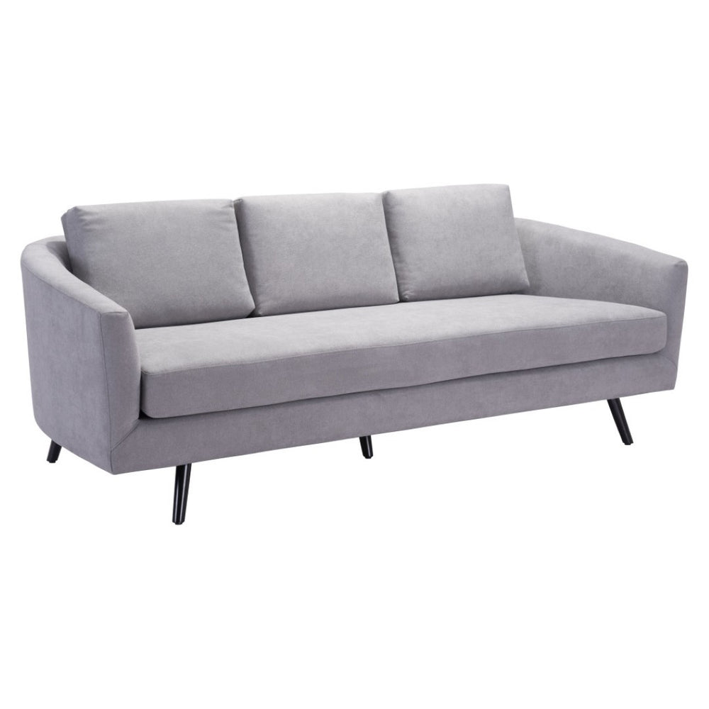 HomeRoots 79" Gray Polyester Sofa with Black Legs - Modern Comfort, Durable Design for Stylish Living Spaces 396462