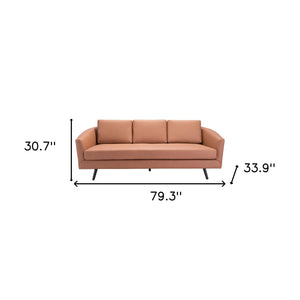 Homeroots 79" Brown Faux Leather Sofa With Black Legs   396463