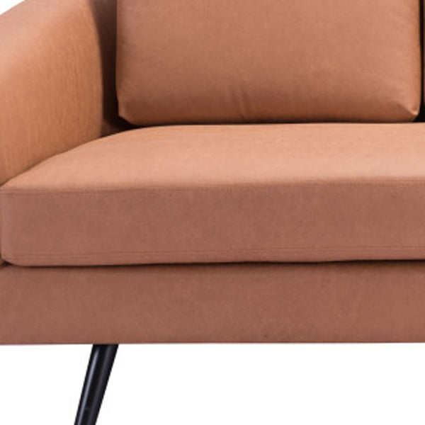 Homeroots 79" Brown Faux Leather Sofa With Black Legs   396463