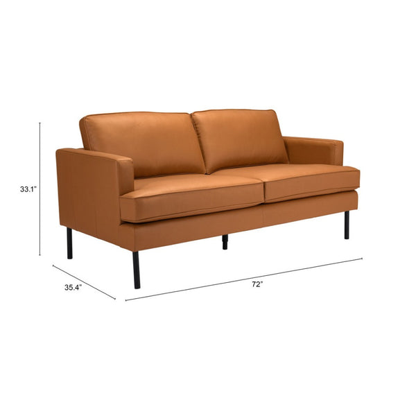 HomeRoots 72" Elegant Brown Polyester Sofa with Black Metal Legs – Modern Comfort for Stylish Living Spaces 396466
