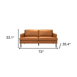 Homeroots 72" Brown Polyester Sofa With Black Legs   396466