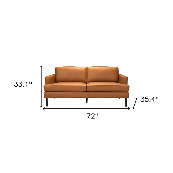 Homeroots 72" Brown Polyester Sofa With Black Legs   396466
