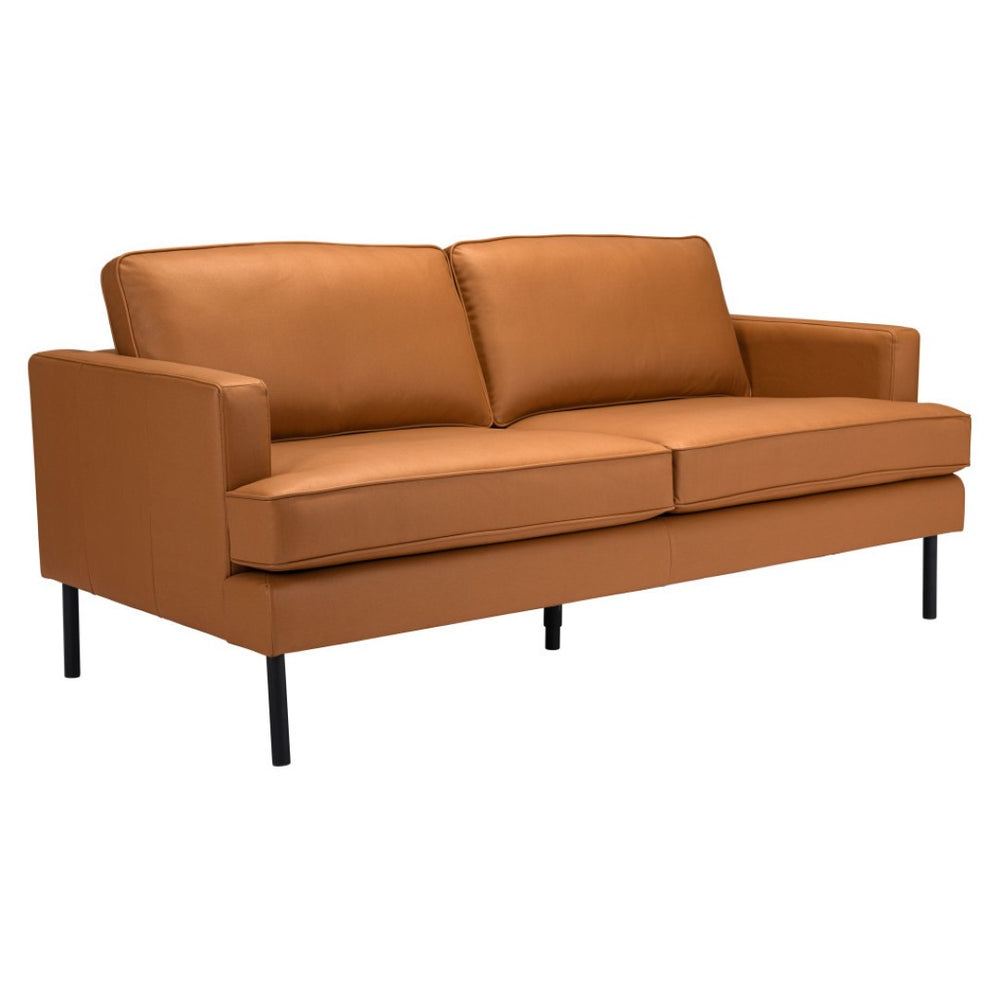 HomeRoots 72" Elegant Brown Polyester Sofa with Black Metal Legs – Modern Comfort for Stylish Living Spaces 396466