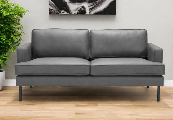 Homeroots 72" Gray Polyester Sofa With Black Legs   396467
