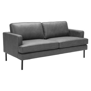 HomeRoots 72" Gray Faux Leather Sofa - Modern Comfort for 3, Easy to Clean, Sturdy Design for Any Décor 396467