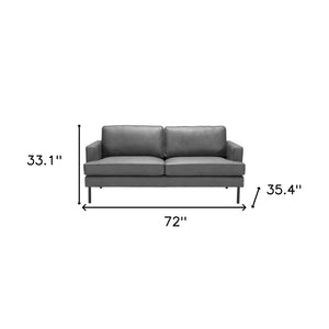 Homeroots 72" Gray Polyester Sofa With Black Legs   396467