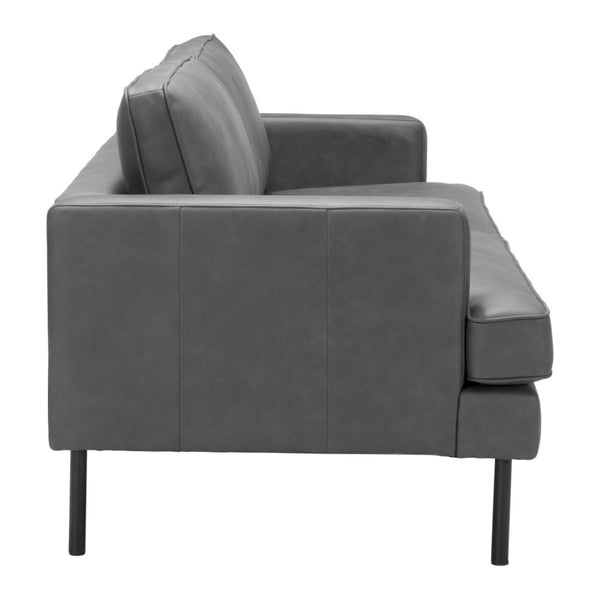 HomeRoots 72" Gray Faux Leather Sofa - Modern Comfort for 3, Easy to Clean, Sturdy Design for Any Décor 396467
