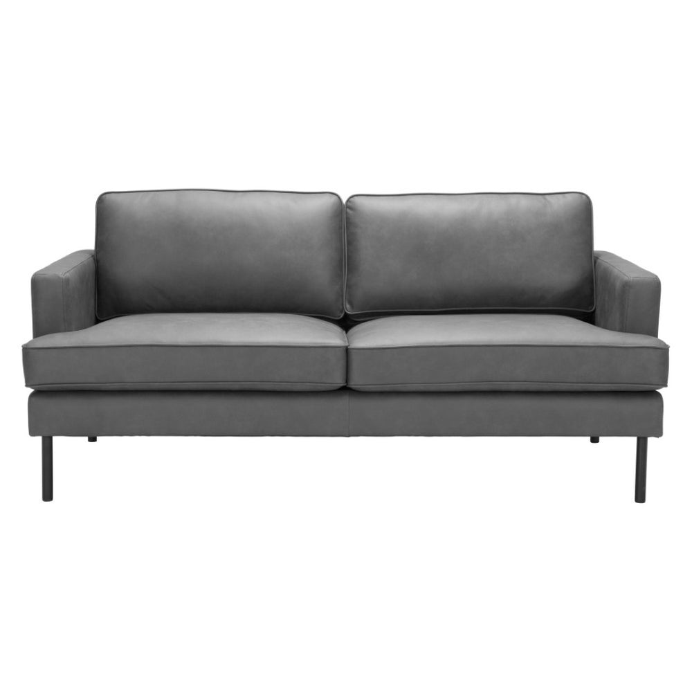 HomeRoots 72" Gray Faux Leather Sofa - Modern Comfort for 3, Easy to Clean, Sturdy Design for Any Décor 396467