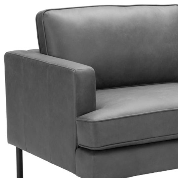 HomeRoots 72" Gray Faux Leather Sofa - Modern Comfort for 3, Easy to Clean, Sturdy Design for Any Décor 396467