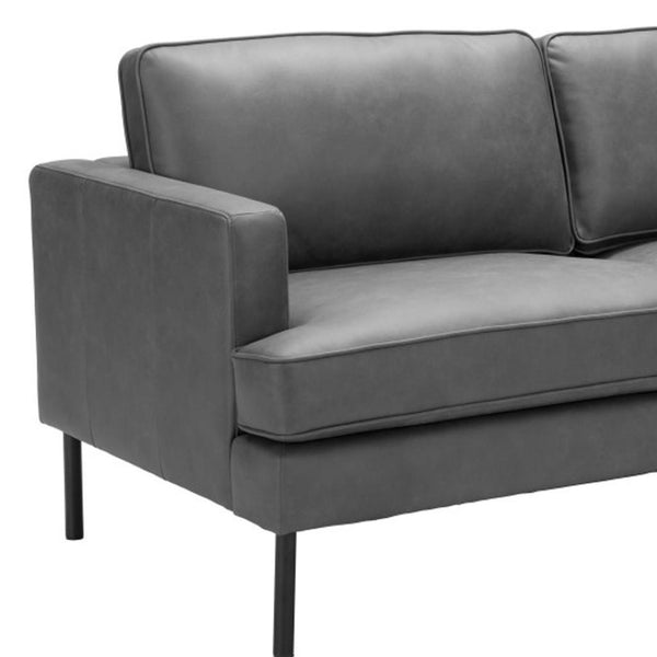 HomeRoots 72" Gray Faux Leather Sofa - Modern Comfort for 3, Easy to Clean, Sturdy Design for Any Décor 396467
