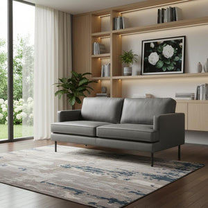 HomeRoots 72" Gray Faux Leather Sofa - Modern Comfort for 3, Easy to Clean, Sturdy Design for Any Décor 396467