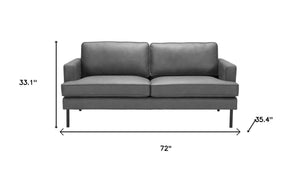 HomeRoots 72" Gray Faux Leather Sofa - Modern Comfort for 3, Easy to Clean, Sturdy Design for Any Décor 396467